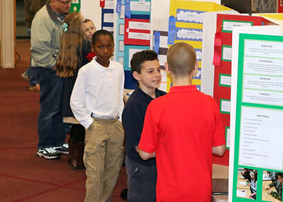 Elementary school kids in a science fair